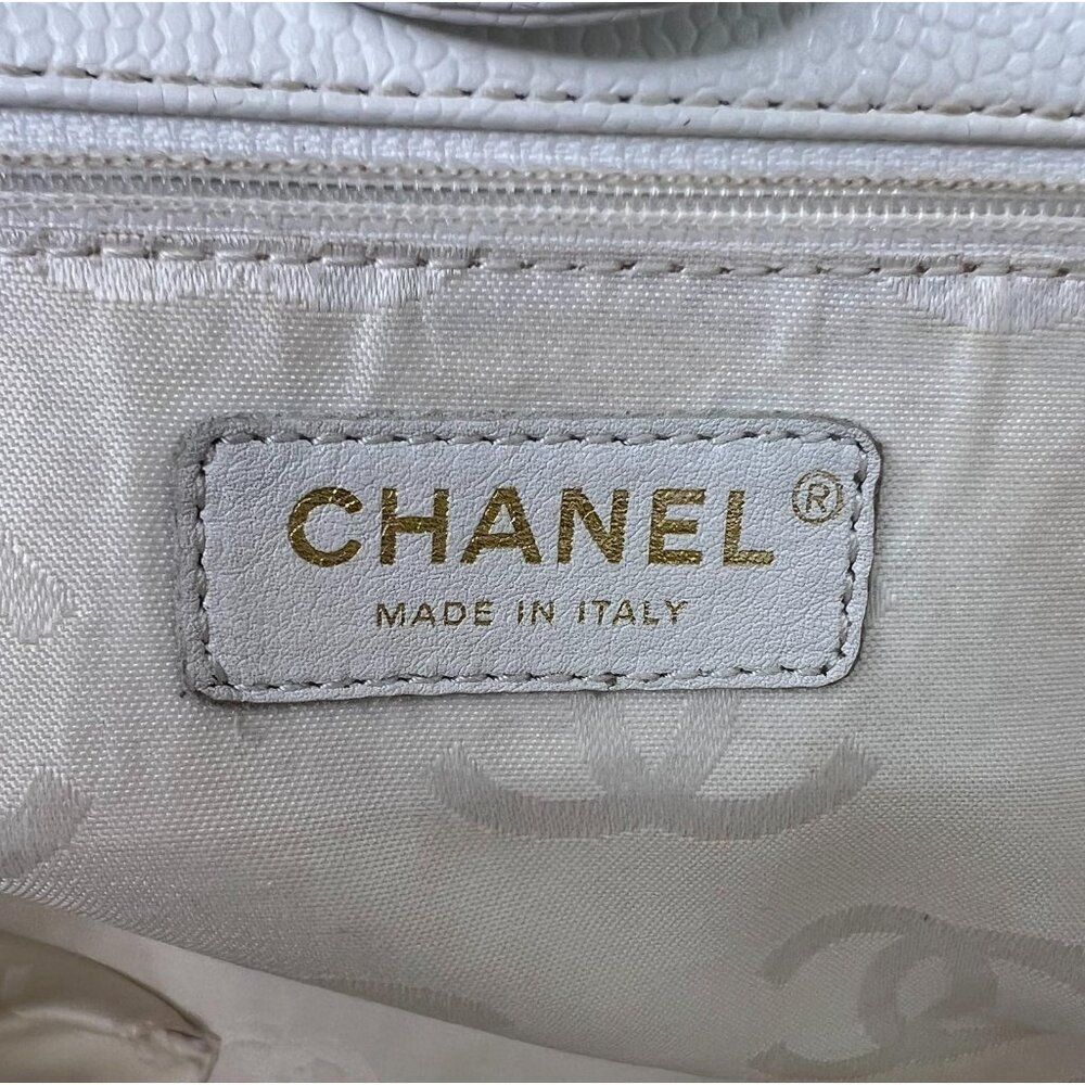 Rare Vintage CHANEL Black and White CC Logo Chain Dual Top Handle Tote - Picture 15 of 16